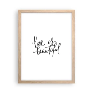 Pôster com moldura de carvalho claro - Leia e repita - 30x40 cm