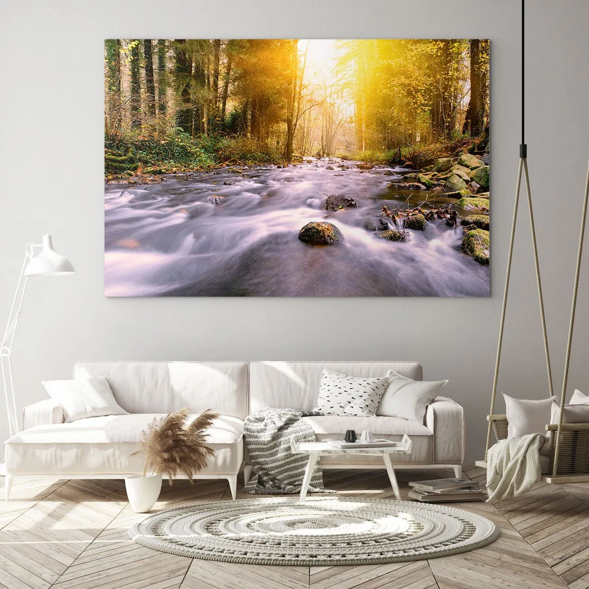 Quadro em vidro - Malaquita em um cenário de ouro e prata - 120x80 cm