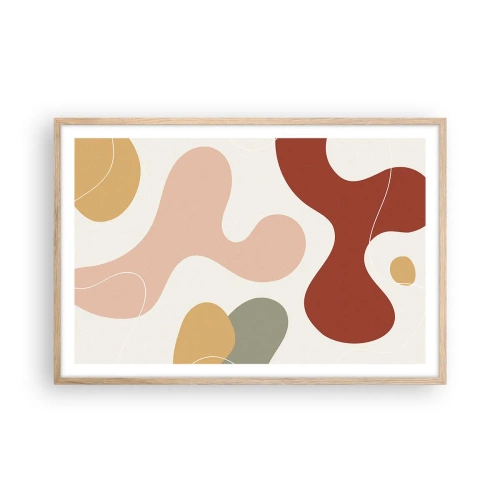 Pôster com moldura de carvalho claro - Ziguezagues ornamentais - 91x61 cm