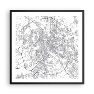 Pôster com moldura preta - Círculo romano - 60x60 cm