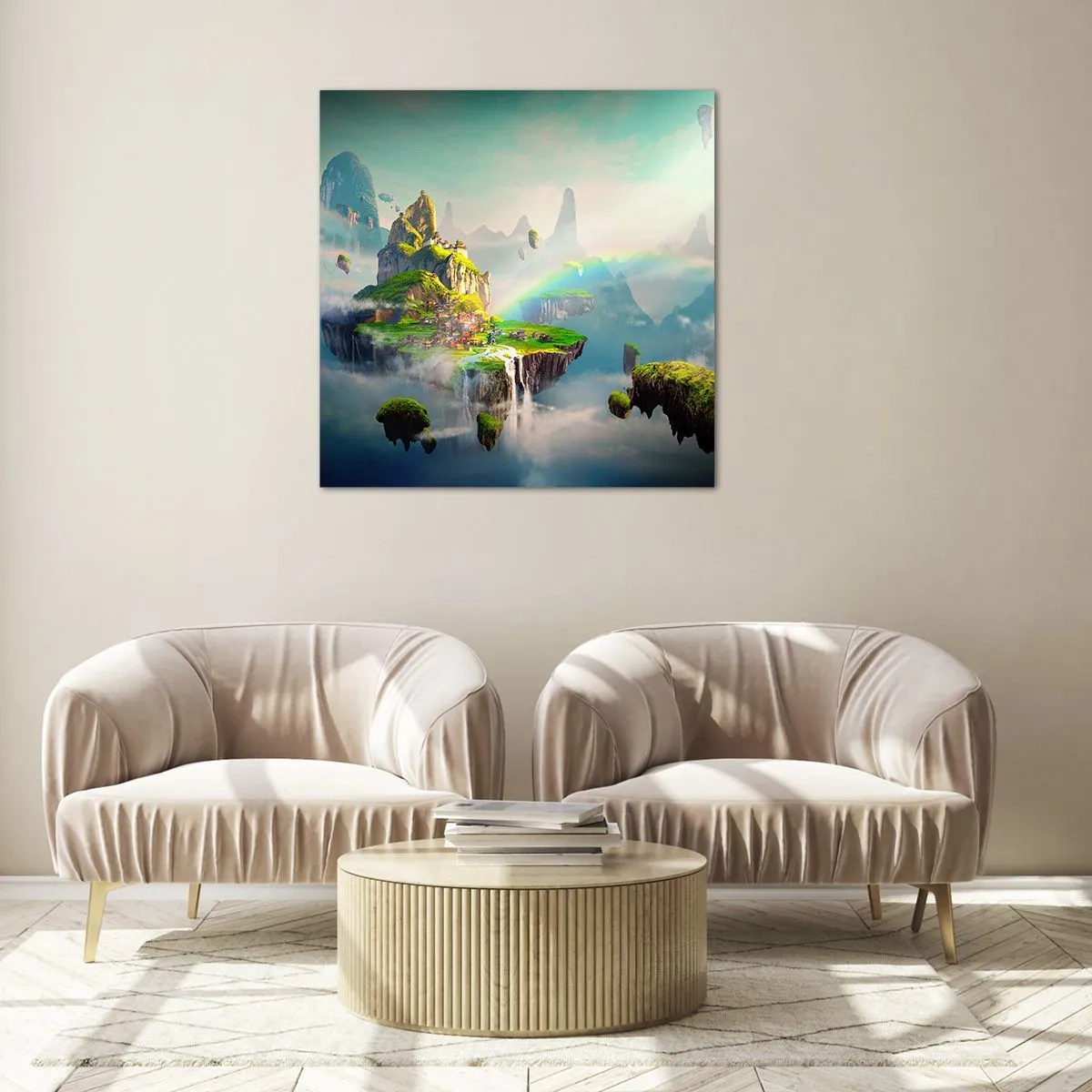 Quadro em vidro - Meio do céu - as ilhas felizes - 40x40 cm