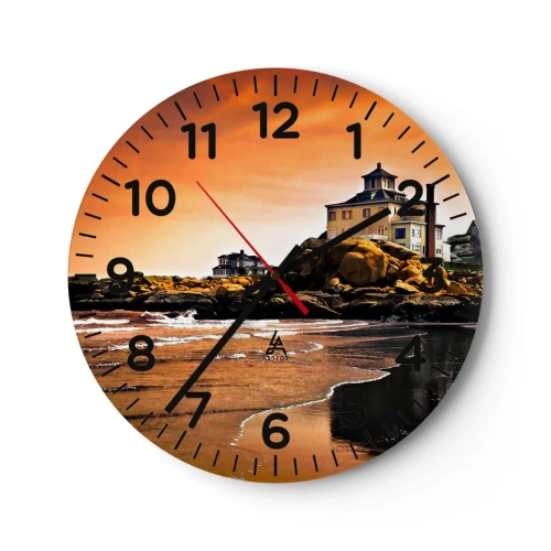 Relógio de parede - Relógio em vidro - Elegância da Costa Oeste - 40x40 cm