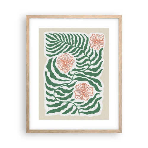Pôster com moldura de carvalho claro - Florescendo em verde - 40x50 cm