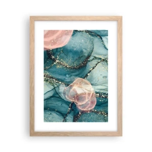 Pôster com moldura de carvalho claro - Azul seda, rosa tule - 30x40 cm