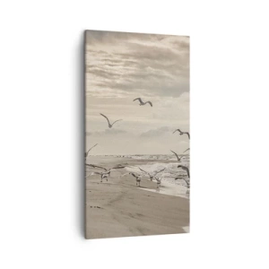 Quadro em tela - O som do mar, o canto dos pássaros - 45x80 cm