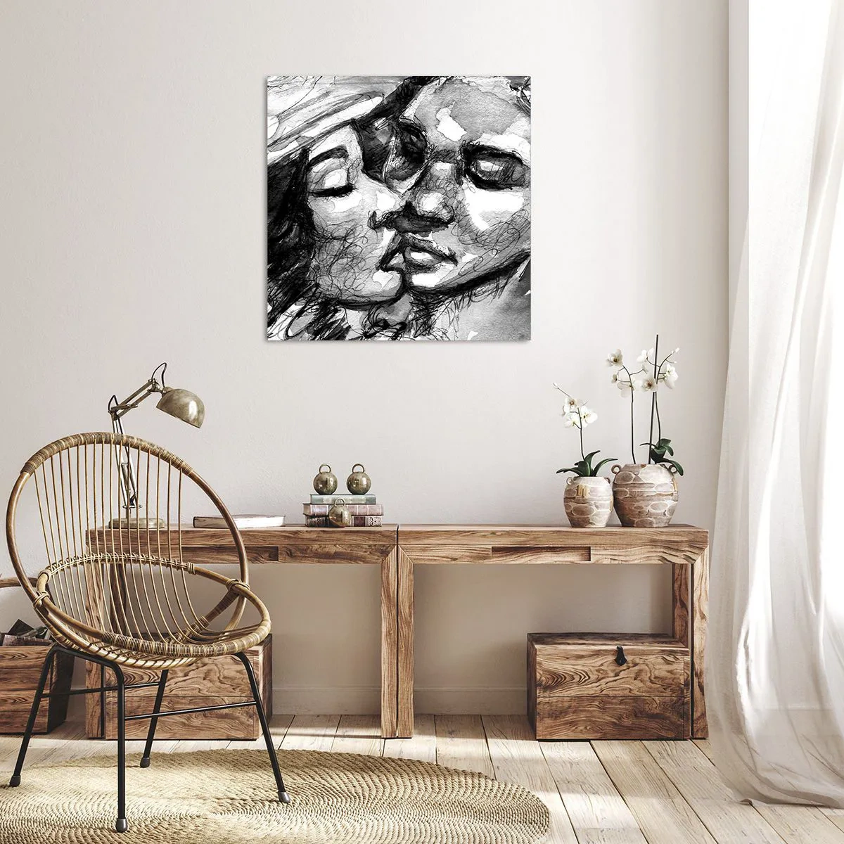 Quadro em tela - Um momento de ternura - 30x30 cm