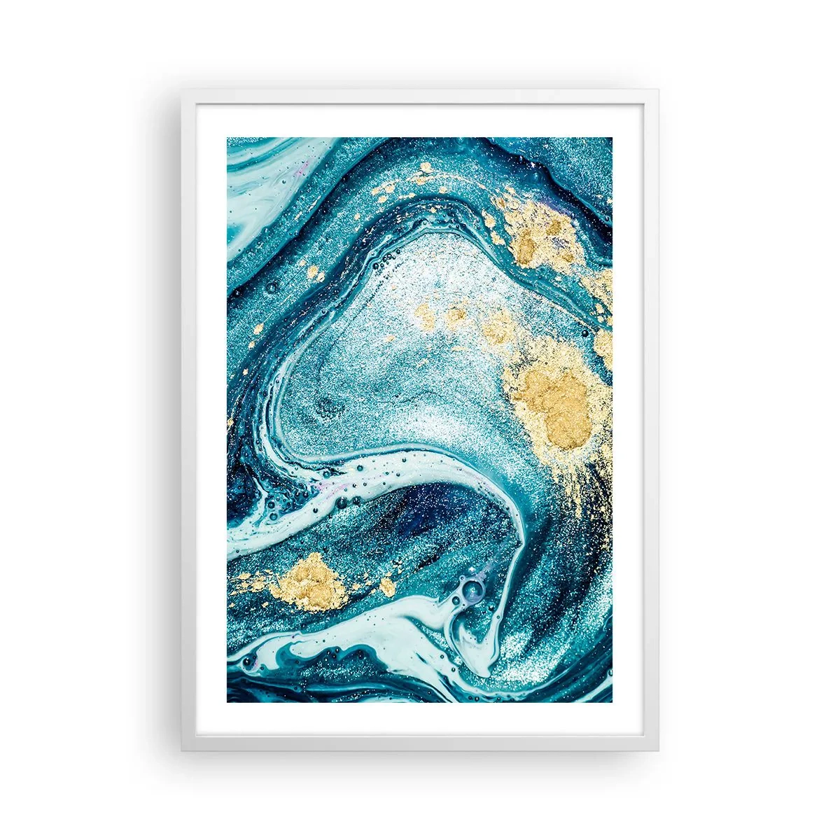 Pôster em moldura branca - Redemoinho azul - 50x70 cm