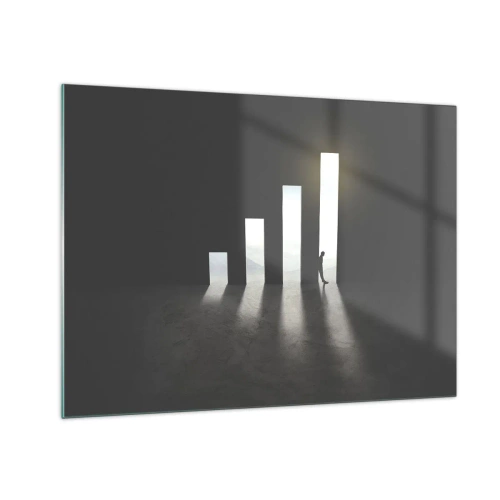 Quadro em vidro - O homem à luz do crescimento simbolizando o desenvolvimento - 70x50cm - Sucesso – impressão - Decoração de parede moderna para a sala de estar e quarto ARTTOR