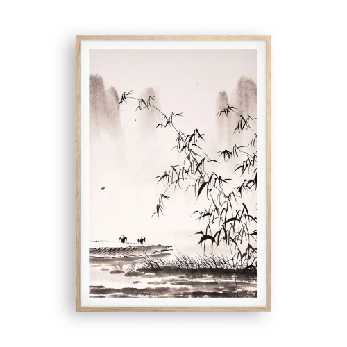 Pôster com moldura de carvalho claro - O silêncio dos campos de arroz - 70x100 cm