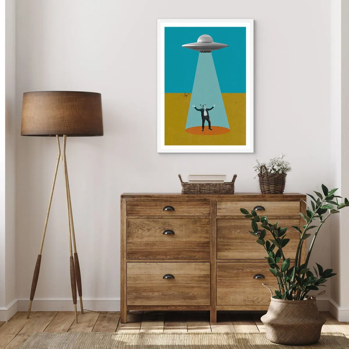 Pôster em moldura branca - Encontro próximo - 50x70 cm