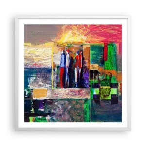 Pôster em moldura branca - Relacionamentos e emoções - 60x60 cm