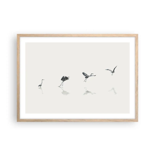 Pôster com moldura de carvalho claro - Quatro passos simples - 70x50 cm