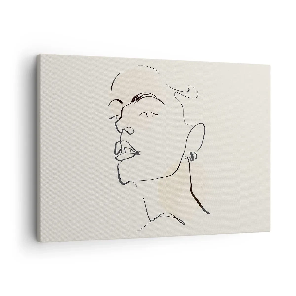 Quadro em tela - Esboço minimalista de um rosto feminino - 70x50cm - Olhar orgulhoso - Decoração de parede moderna para a sala de estar e quarto ARTTOR