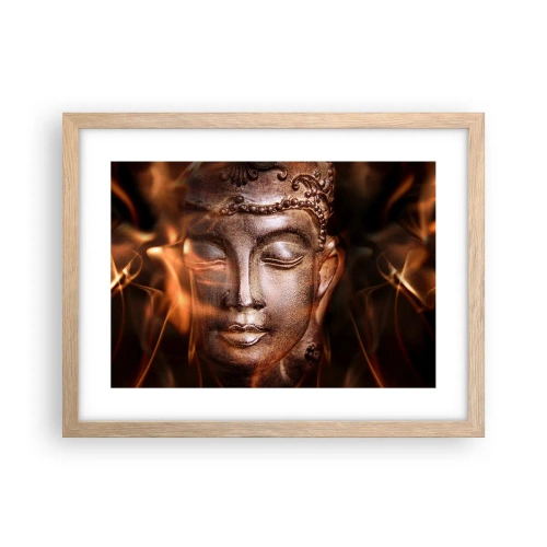 Pôster com moldura de carvalho claro - Só existe o aqui e agora - 40x30 cm