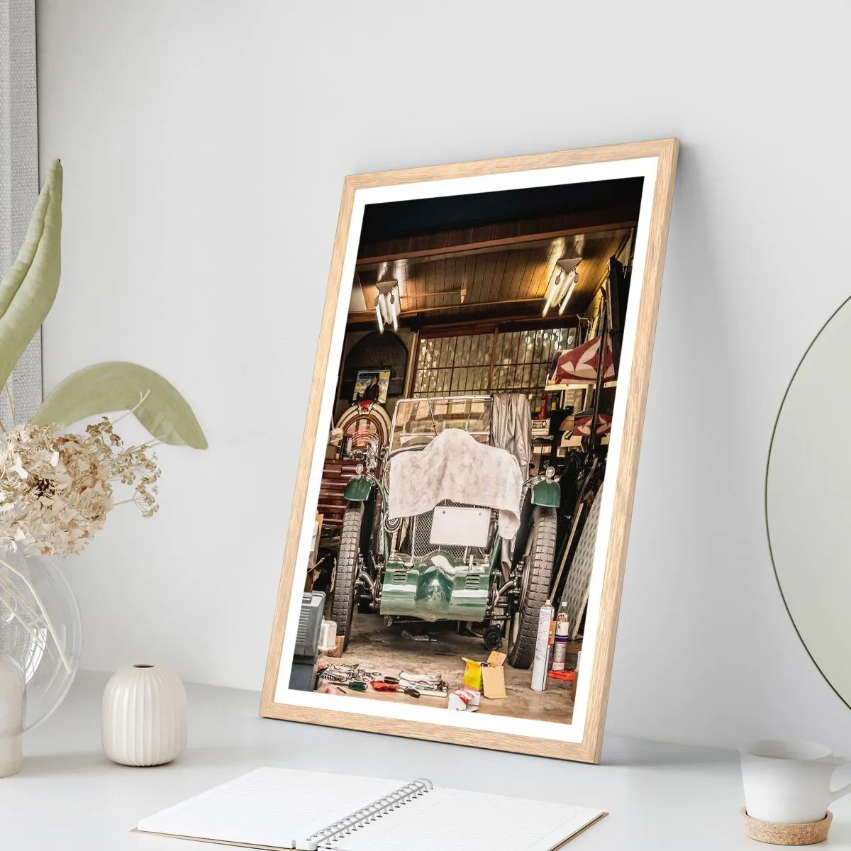 Pôster com moldura de carvalho claro - De volta ao passado - 40x50 cm