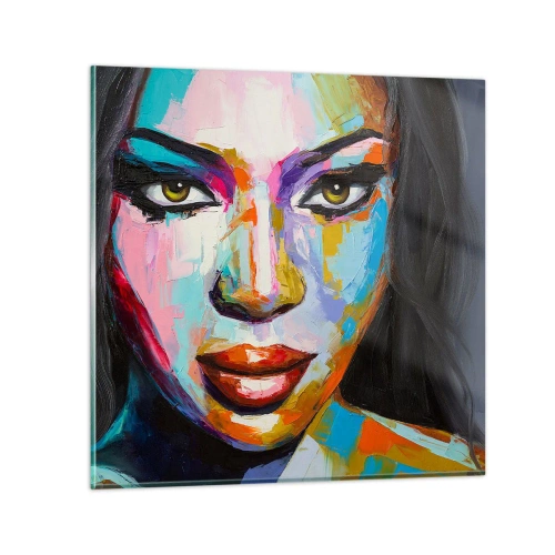 Quadro em vidro - É impossível tirar os olhos - 60x60 cm