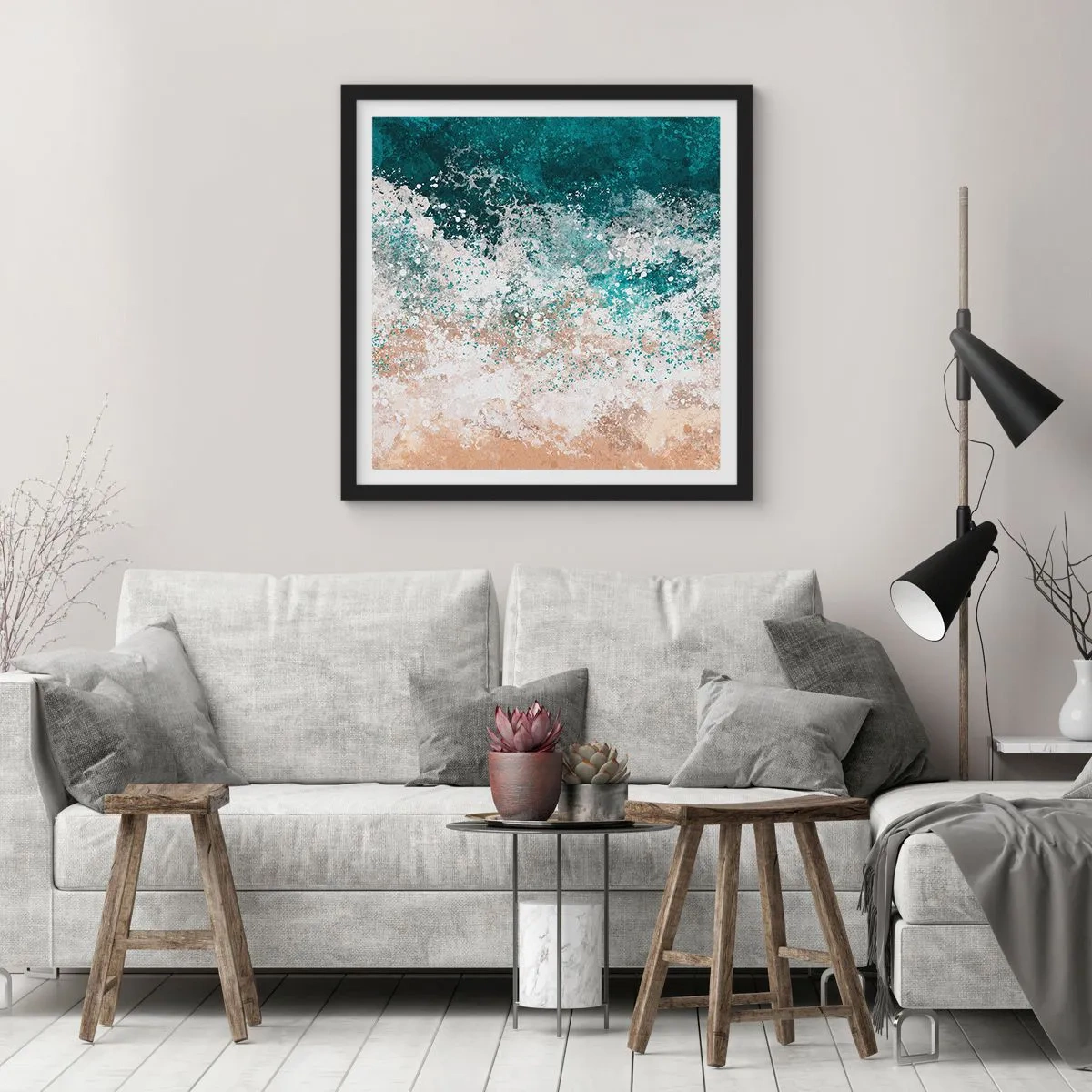 Pôster com moldura preta - Histórias do mar - 30x30 cm