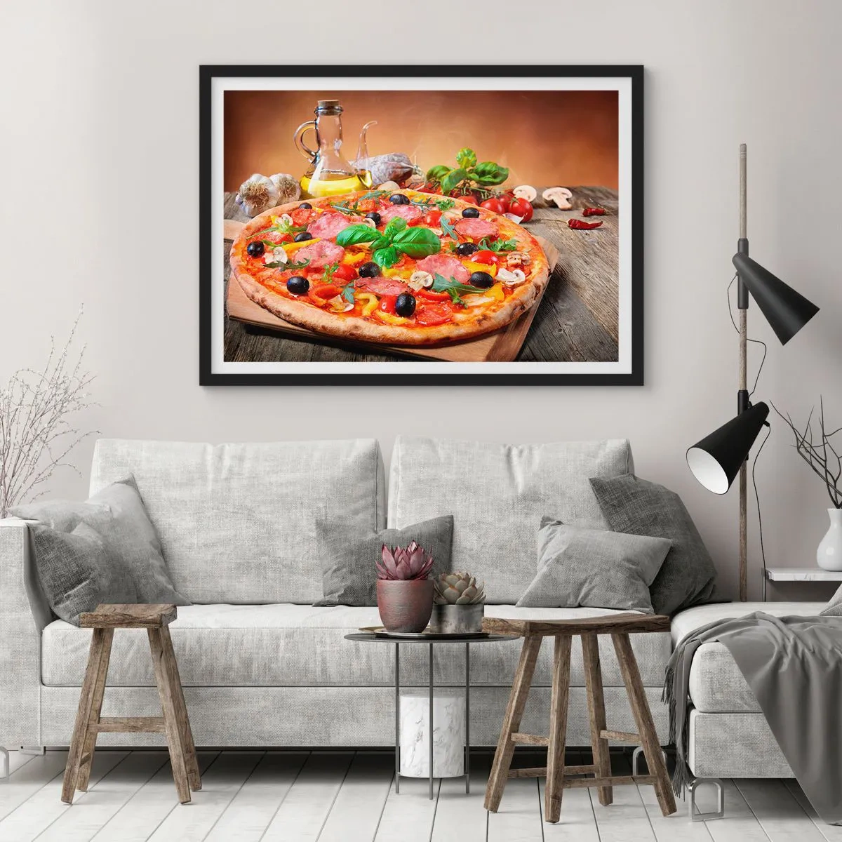 Pôster com moldura preta - Com um sabor verdadeiramente italiano - 91x61 cm