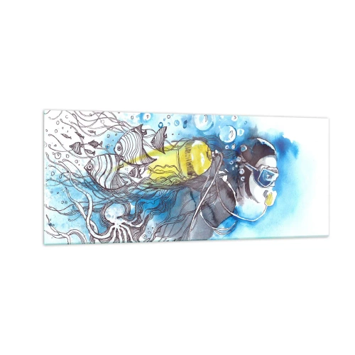 Quadro em vidro - Azul Infinito - 100x40 cm