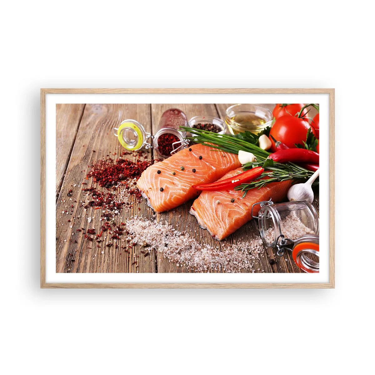 Pôster com moldura de carvalho claro - Aventura norueguesa na cozinha - 91x61 cm