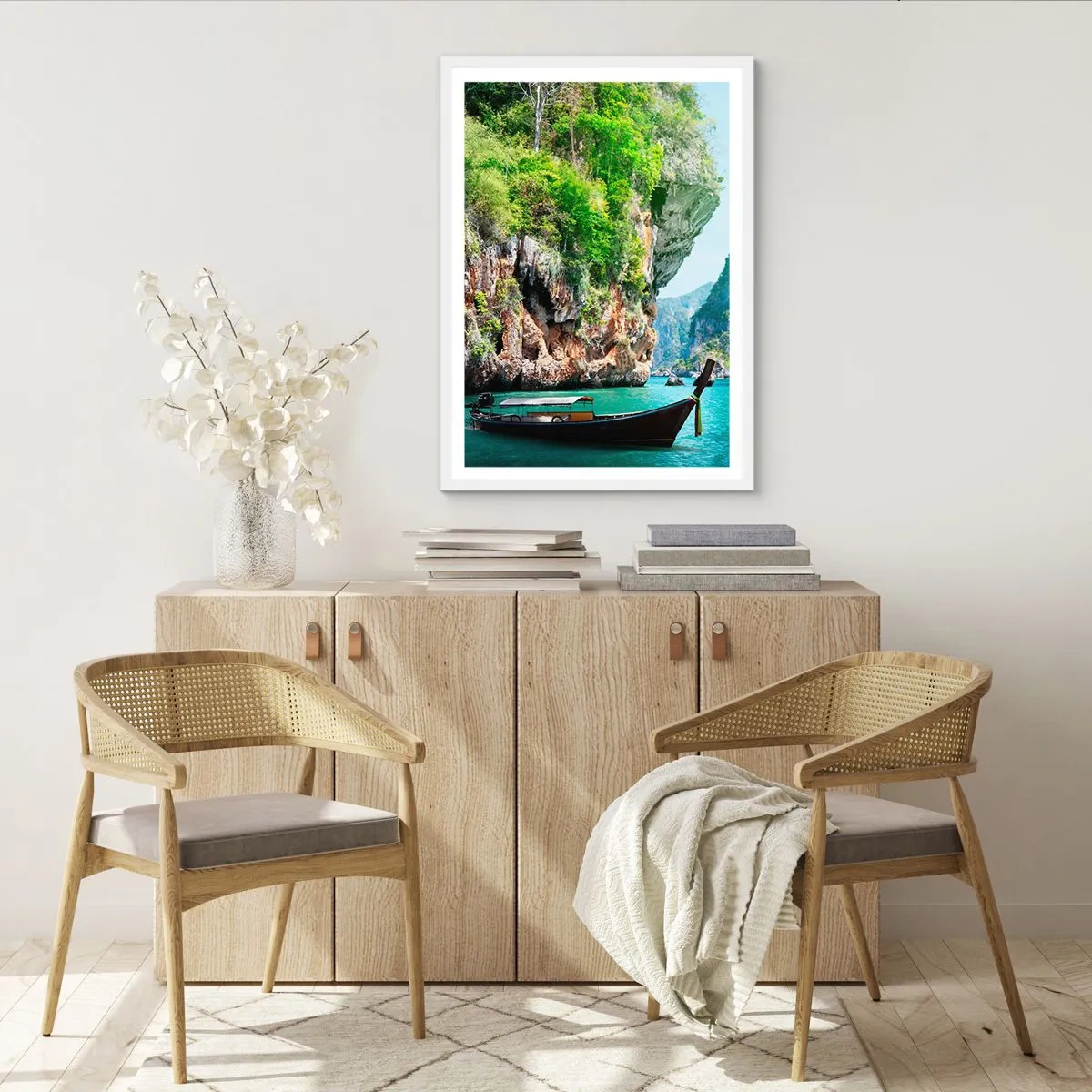 Pôster em moldura branca - Um convite para uma viagem exótica - 61x91 cm