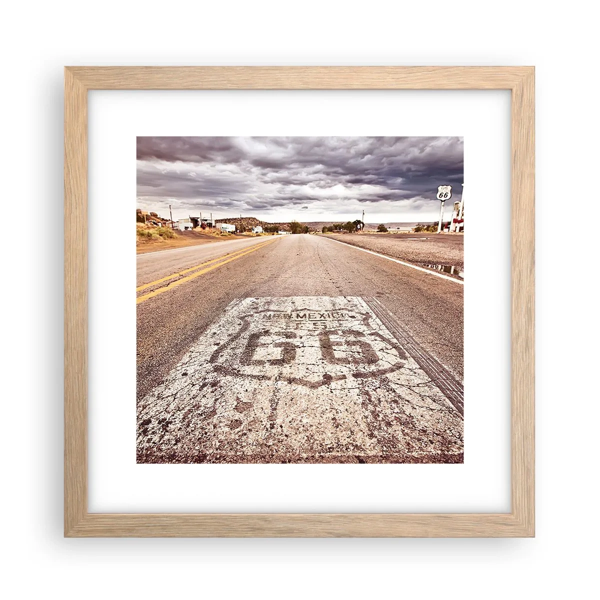 Pôster com moldura de carvalho claro - Mother Road - uma lenda americana - 30x30 cm