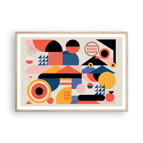 Pôster com moldura de carvalho claro - Composição: brincar - 100x70 cm