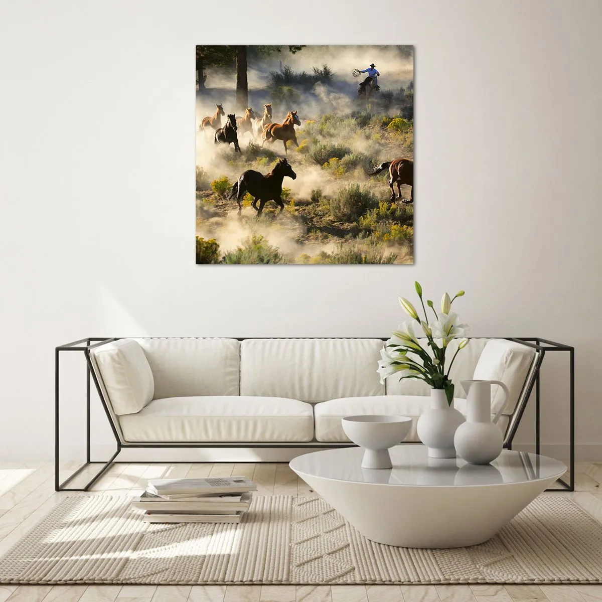 Quadro em vidro - Competição - liberdade ou força masculina? - 70x70 cm