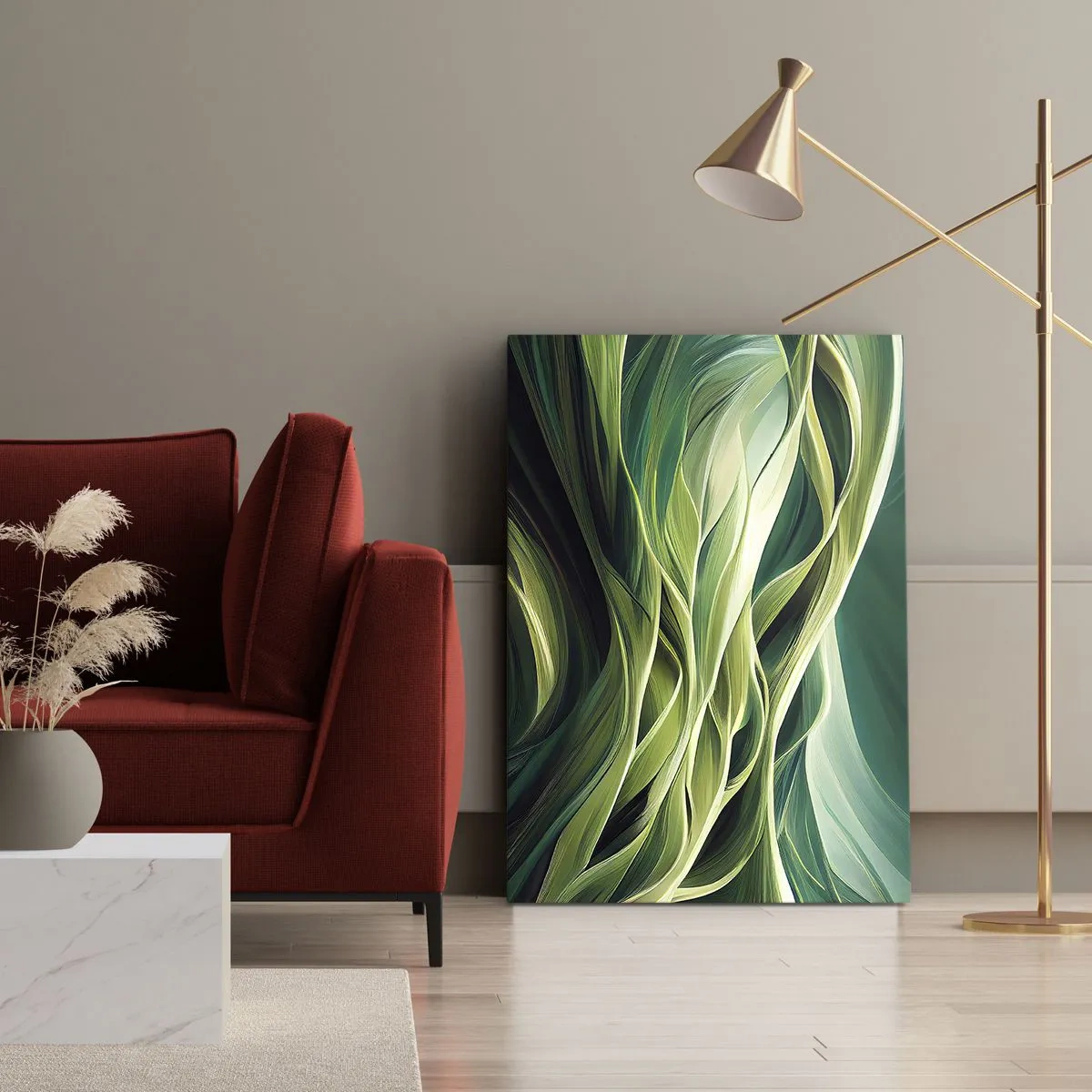 Quadro em tela - Jogo verde abstrato - 50x70 cm