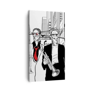 Quadro em tela - Rapsódia urbana a preto e vermelho - 45x80 cm