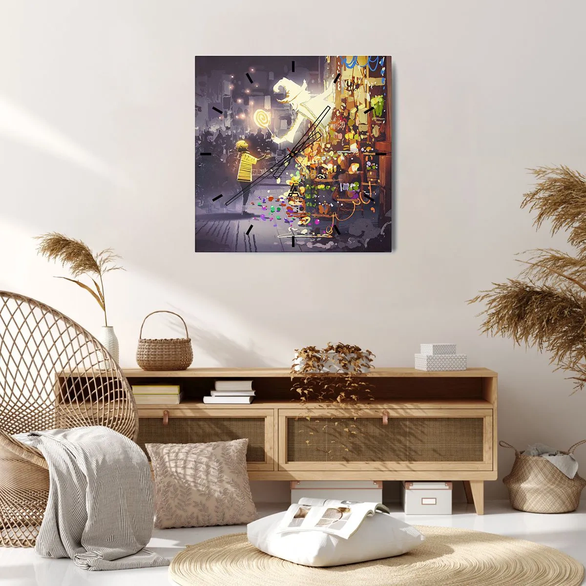 Relógio de parede - Relógio em vidro - Os feitiços existem - 40x40 cm