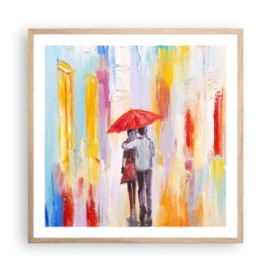 Pôster com moldura de carvalho claro - Que continue a chover - 60x60 cm