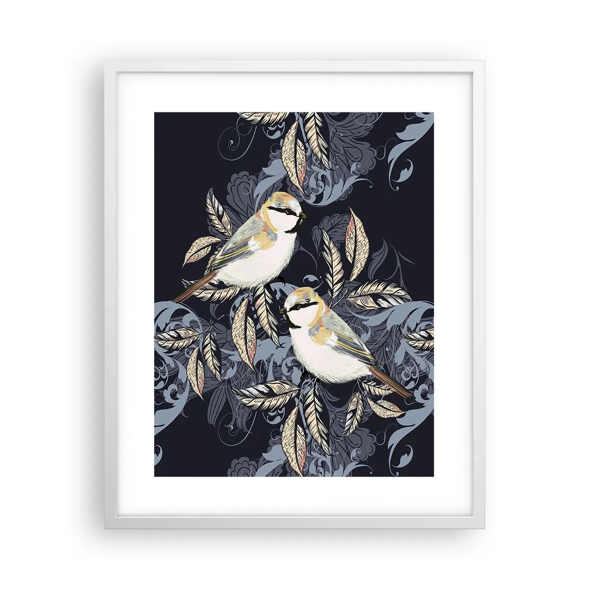 Pôster em moldura branca - Canto amarelo-azul - 40x50 cm