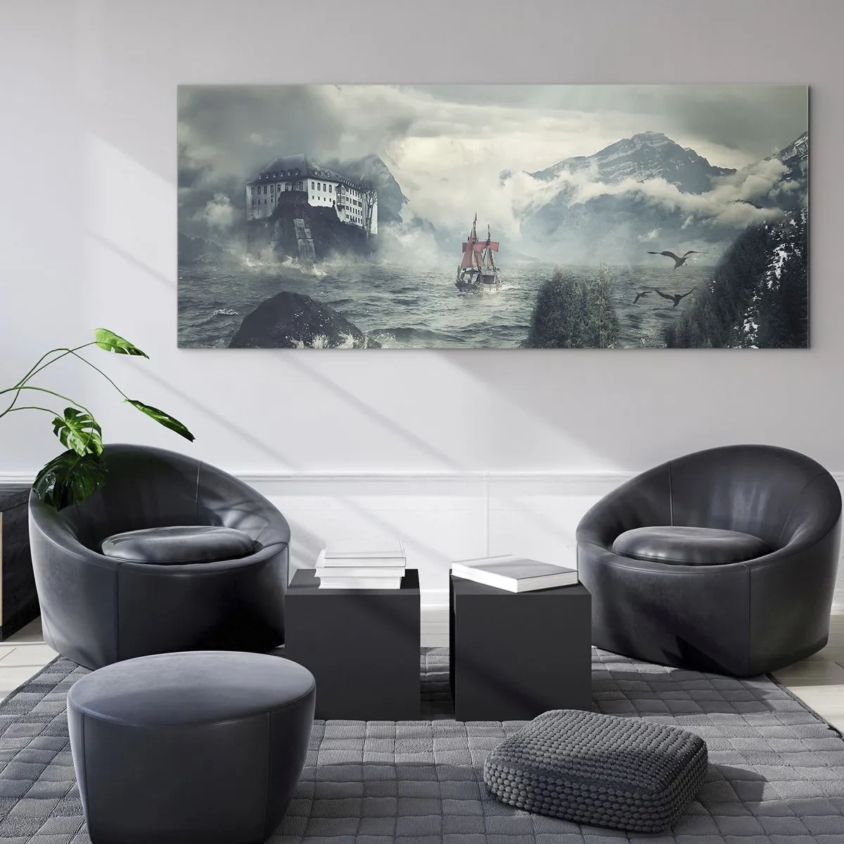 Quadro em vidro - Nas águas mágicas - 120x50 cm