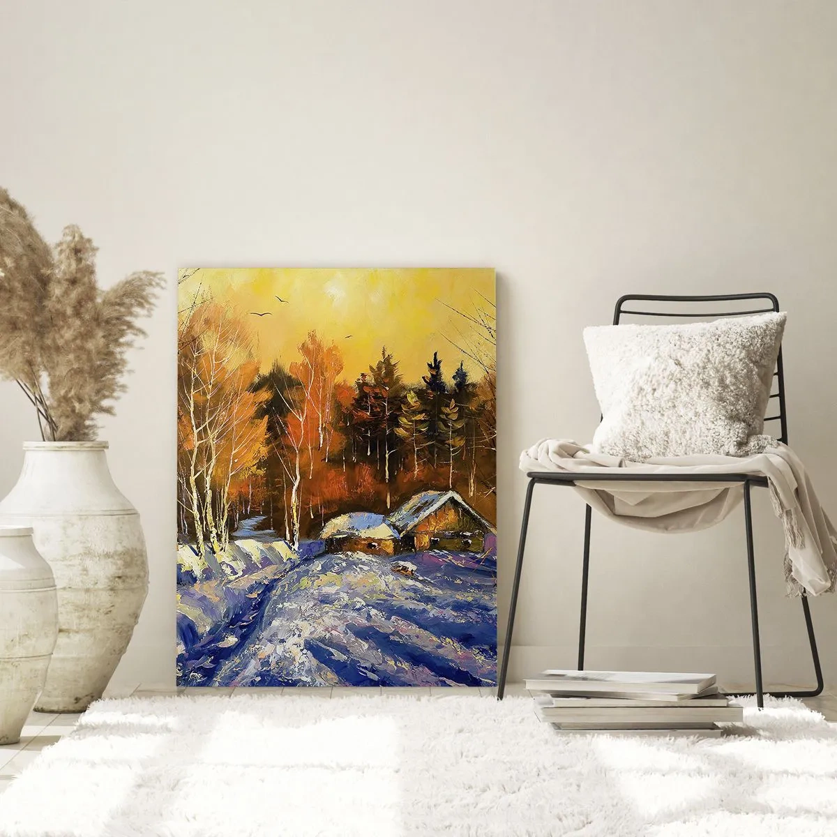 Quadro em vidro - Impressão de inverno ao sol - 70x100 cm