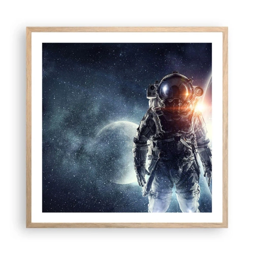Pôster com moldura de carvalho claro - Aventura espacial - 60x60 cm