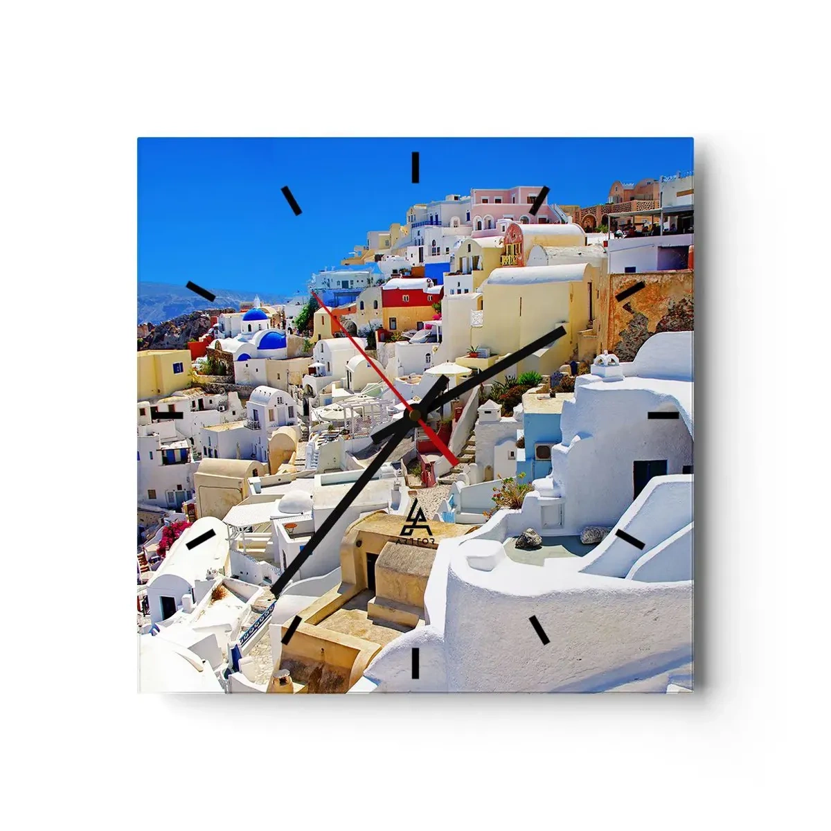 Relógio de parede - Relógio em vidro - O sonho de um verão grego - 30x30 cm