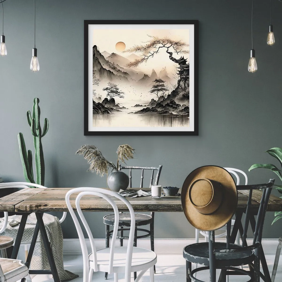 Pôster com moldura preta - O charme único do Oriente - 50x50 cm