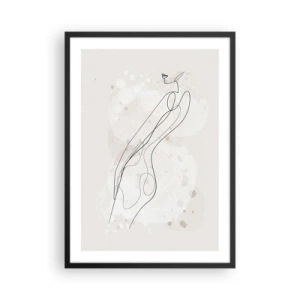 Pôster com moldura preta - Silhueta feminina minimalista com elementos abstratos - 50x70cm - Errar o olhar - Decoração de parede moderna para a sala de estar e quarto ARTTOR