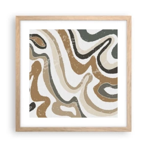 Pôster com moldura de carvalho claro - Meandros de cores da terra - 40x40 cm