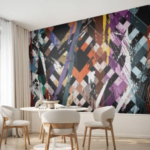 Papel de Parede Premium Sand - Ao quadrado - Abstração, Pedaço, Padrão Moderno - 100x70 cm