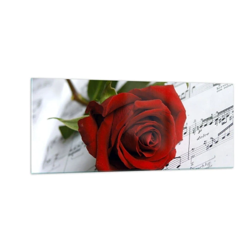 Quadro em vidro - Música de sentimentos em escarlate - 100x40 cm