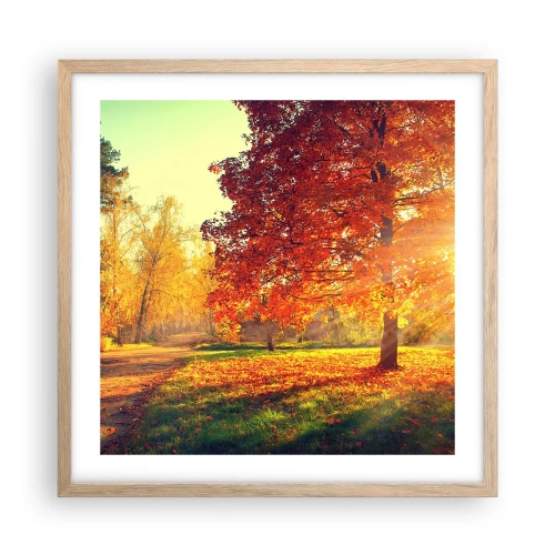 Pôster com moldura de carvalho claro - O vermelho é lindo - 50x50 cm