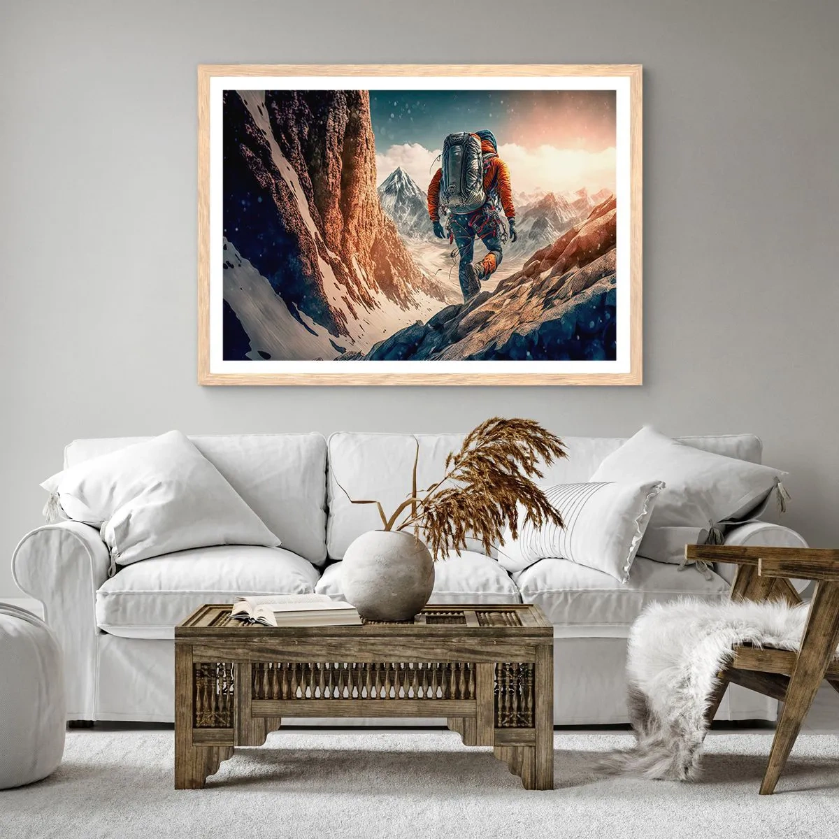 Pôster com moldura de carvalho claro - Guerreiro solitário - 40x30 cm
