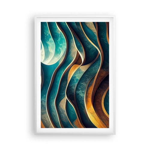 Pôster em moldura branca - Meandros de azul - 61x91 cm