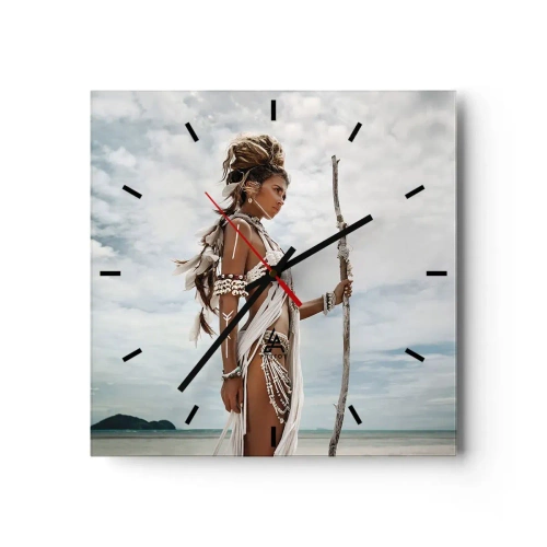 Relógio de parede - Relógio em vidro - Rainha dos trópicos - 30x30 cm