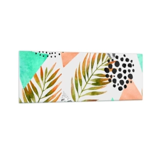Quadro em vidro - Decoração em folha de palmeira - 140x50 cm