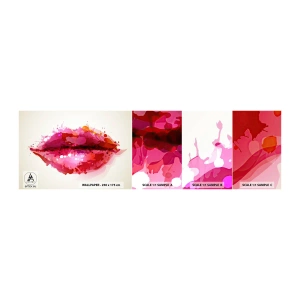 Amostra de Papel de Parede Standard Eco - Mais vermelho que o vermelho - Abstração, lábios vermelhos, Pedaço - 100x30 cm