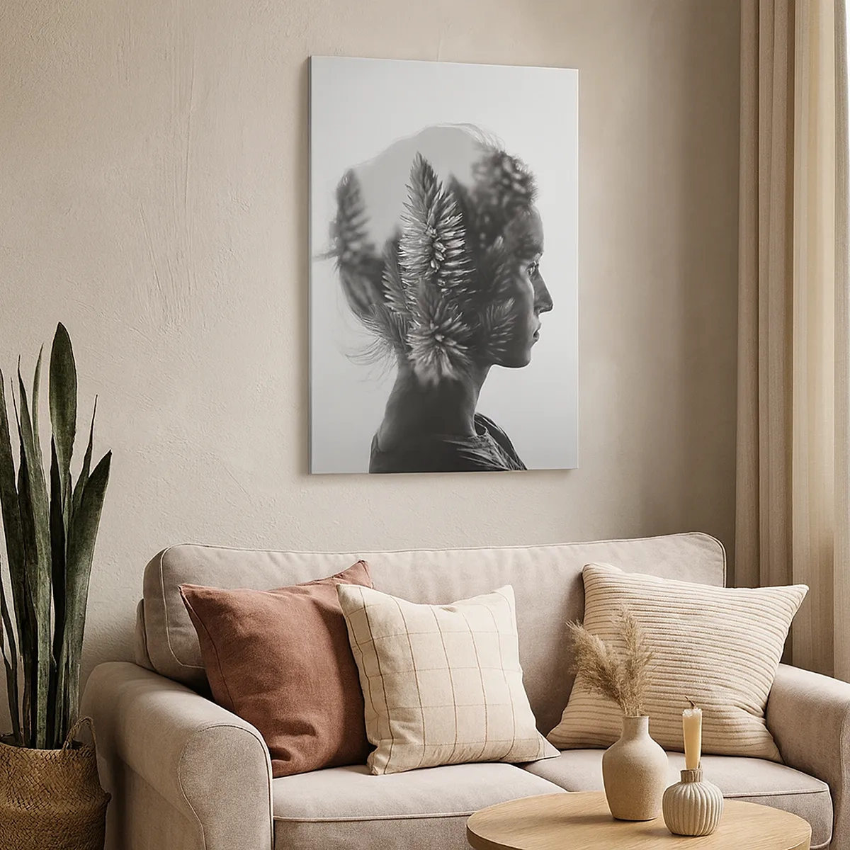 Quadro em tela - Composição simétrica por natureza - 50x70 cm