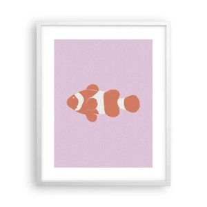 Pôster em moldura branca - Em coral no rosto e na cauda - 40x50 cm